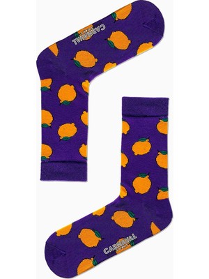Carnaval Socks Mor Limon Desenli Renkli Çorap