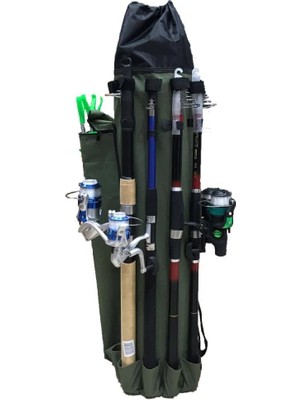 Powerex Haki Balıkçı Sırt ve Kamış Olta Çantası 95 cm Uzunlukta Su Geçirmez Dayanıklı Kumaş