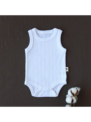 Mimu Baby %100 Pamuk Pointel Çıtçıtlı Bebek Atlet Zıbın - Beyaz Ajurlu