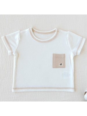 Mimu Baby Bambu Cep Detaylı Karyokalı Bebek Pijama Üstü - Krem/bej