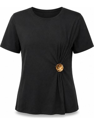 Purple By Banu Siyah Gold Tokalı Tshirt