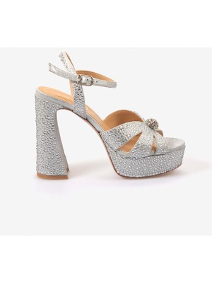 Hawen Angels Kadın Saten 12,5 cm Platform Topuklu Taşlı Gece & Abiye Ayakkabı 380-75