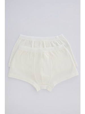 Penti Kırık Beyaz Erkek Çocuk Organic Cotton 2li Boxer Yumuşak Dokulu Rahat Tasarım