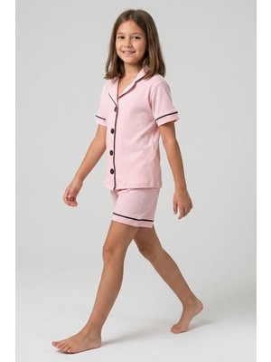 Kinderos Kısa Kollu Düğmeli Kız Çocuk Pijama Takımı - 26Y 4241