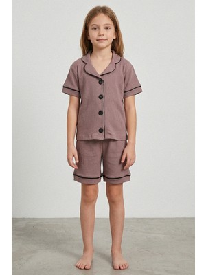 Kinderos Kısa Kollu Düğmeli Kız Çocuk Pijama Takımı - 26Y 4241