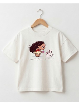 Babytex Çocuk Moana Baskılı Oversize Tişört – %100 Pamuklu Rahat Kesim Çocuk Tişörtü