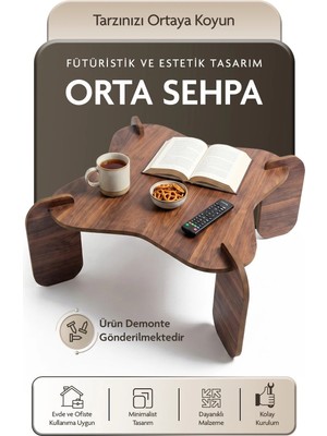 tridihome Dayanıklı 18 mm Mdf Salon Sehpası Oval Kenarlı Kolay Kurulum