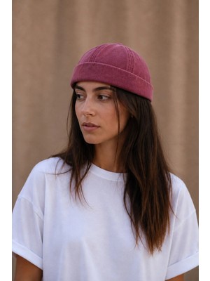 Külah Bordo Eskitme Pamuk Cap Docker Şapka - Unisex
