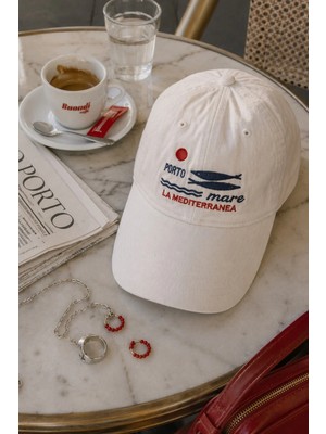 Külah Porto Mare Beyaz Nakışlı Yazlık Şapka - Limited Edition