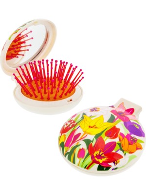 Pylones Aynalı Katlanabilir Saç Fırçası - Lady Retro - Tulipes
