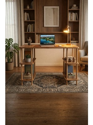 tridihome Kitaplıklı Çalışma Masası Aletsiz Kolay Kurulum Atlantikm Çam Raflı Ofis Bilgisayar Masası