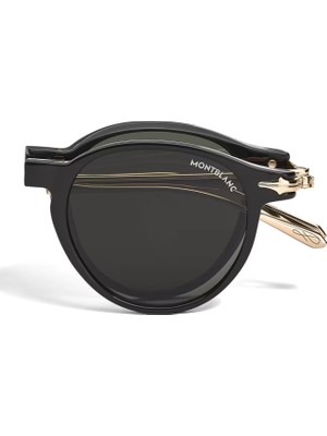 Montblanc Siyah Enjeksiyon Çerçeveli Katlanabilir Oval Güneş Gözlüğü 135569