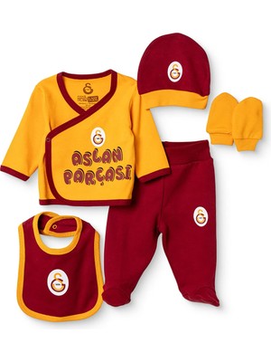 Galatasaray Unisex 5li Hastane Çıkışı Lisans Baskılı Çıtçıtlı Zarf Yaka Uzun Kol Patikli