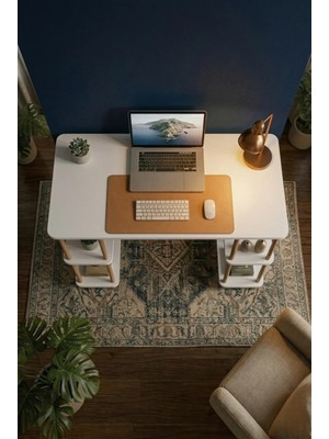 tridihome Beyaz Çalışma Masası Raflı Modern Tasarım Kolay Kurulum Dayanıklı Kullanışlı
