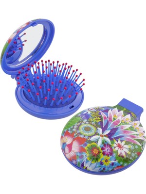 Pylones Aynalı Katlanabilir Saç Fırçası - Lady Retro - Fleurs D'eau
