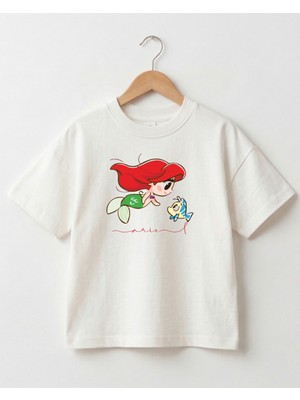 Babytex Kız Çocuk Ariel Deniz Kızı Baskılı Oversize Tişört Pamuklu Bisiklet Yaka Rahat Kesim Tişört