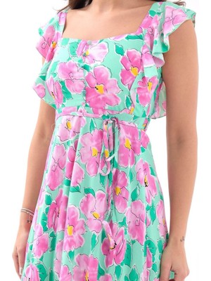 Viastill 5370 Elbise-Pembe Gül Desen