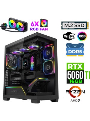Xaser Fade X210 Ryzen 7 7800X3D 16GB Ddr5 Ram 1tb M.2 Nvme SSD 16GB RTX5060TI Sıvı Soğutmalı Oyuncu Bilgisayarı