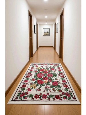 Has 1950 Red Rose Dokuma Tabanlı Dijital Baskı Halı BLG3831