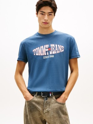 Tommy Hilfiger Tjm Reg La Wavıng Flag Ext Erkek Mavi T-Shirt - DM0DM22520