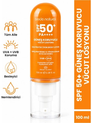 Bade Natural 50 SPF Güneş Koruyucu Vücut Losyonu Tüm Cilt Tipleri İçin 100 ml Korumalı Formül