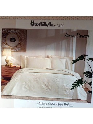 Özdilek Rf -Krem- Jakar Lux Kp (Z) Çift Kişilik Pike Takımı (4 Yastık Kılıflı)