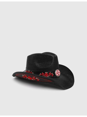 İLVİ Aveline Siyah Unisex Kovboy Şapka