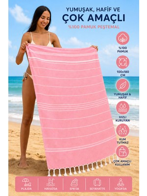 Mira Home Sultan Peştemal Havlu 100 Pamuklu Deniz Plaj Banyo Peştemali 100 x 180 cm
