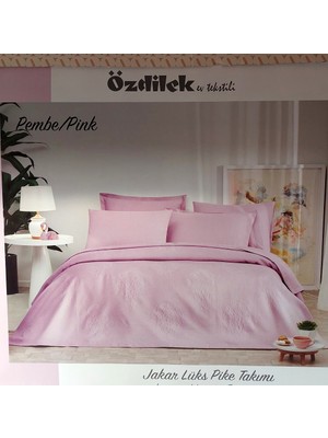 Özdilek Rf -Pembe- Jakar Lux Kp (Z) Çift Kişilik Pike Takımı (4 Yastık Kılıflı)