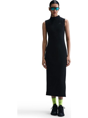 Nike Womens Tech Fleece Maxi Tank Dree Balıkçı Yaka Fermuar Yırtmaçlı Kadın Elbise Siyah