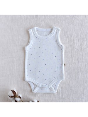 Mimu Baby %100 Pamuk Pointel Çıtçıtlı Bebek Zıbın - Mavi Kalpli