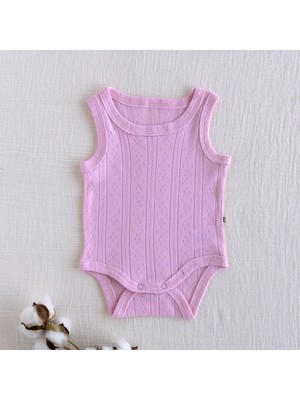 Mimu Baby %100 Pamuk Pointel Ajurlu Çıtçıtlı Bebek Zıbın - Şeker Pembe