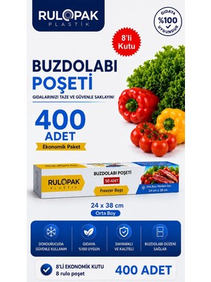Rulopak Buzdolabı Poşeti 8'li 400 Adet