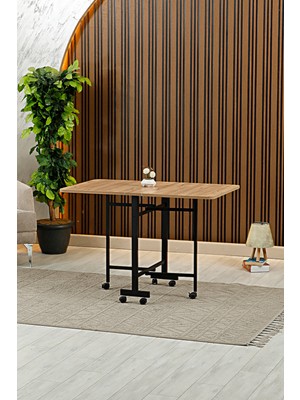 Manos Serisi 70X110 Katlanabilir Metal Ayaklı Kitlenebilir Tekerli Masa
