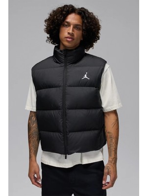 Nike Jordan Flight Down Loose Fit Vest Bol Kesim Su Itici Kaz Tüyü Erkek Yelek Siyah