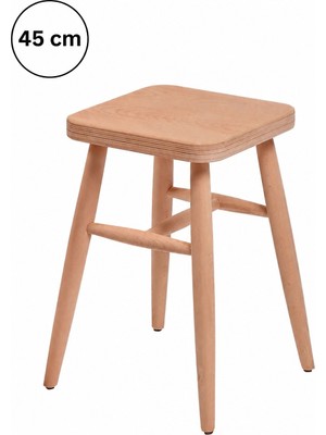 Sahmatra Natura Ahşap Tabure | Bar Taburesi | Sandalye | Mutfak Taburesi | Kare - 45 cm