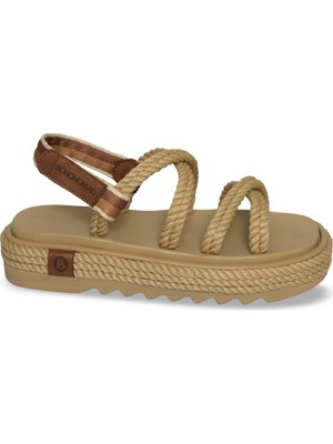 Bohonomad Tahiti Mid Platform Kadın Sandalet - Bej