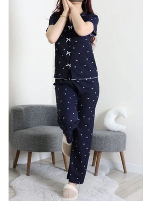 Belirtilmemiş Gömlek Yaka, Kısa Kollu Alt-Üst Kadın Pijama Takımı