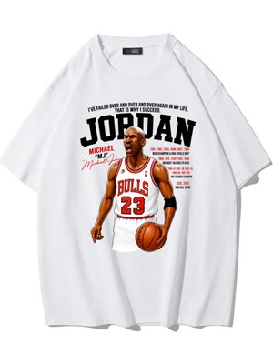 Brz Collection Unisex Oversize Michael Jordan T-Shirt (Beyaz)