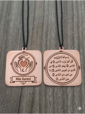 Yerlikaya Bakır Nas Suresi Önlü Arkalı Saf Bakır Kolye