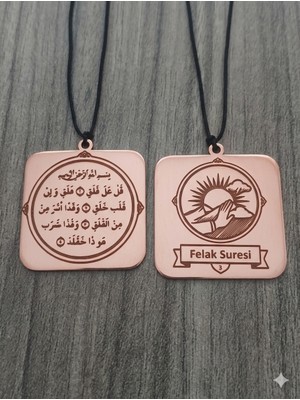 Yerlikaya Bakır Felak Suresi Önlü Arkalı Saf Bakır Kolye