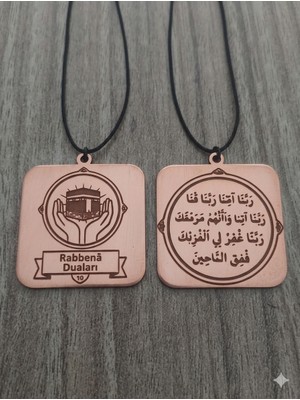Yerlikaya Bakır Rabbena Duası Önlü Arkalı Saf Bakır Kolye