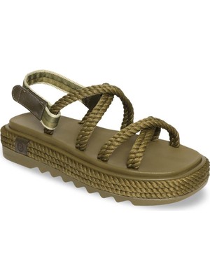 Bohonomad Tahiti Mid Platform Kadın Sandalet - Haki