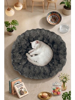 Empressco Dekomod Puffy Peluş Yumuşak Simit Yuvarlak Kedi Köpek Yatağı Minder Antrast - Fiyatı, Yorumları