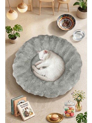 Empressco Dekomod Puffy Peluş Yumuşak Simit Yuvarlak Kedi Köpek Yatağı Minder Gri - Fiyatı, Yorumları