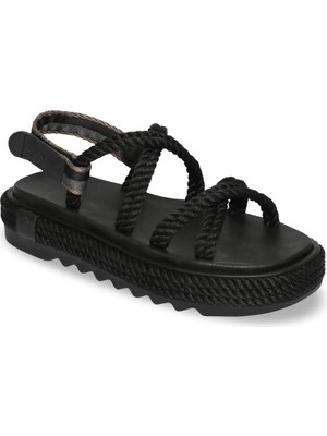 Bohonomad Tahiti Mid Platform Kadın Sandalet - Siyah