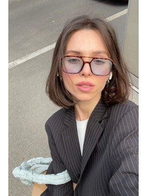 Ren Eyewear ORIJİNAL DARCY MAVİ CAM LEOPAR ÇERÇEVE  TASARIM UNİSEX GÜNEŞ GÖZLÜĞÜ