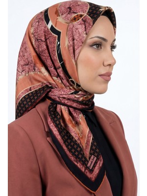 Hadiora Kadın Siyah Pembe Soyut Desenli Organik Soft Pamuk Eşarp
