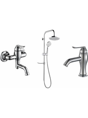 Gpd Tepe Duş Seti ve Tauro Banyo ve Lavabo Bataryası MBB150-MLB150-DST19-2