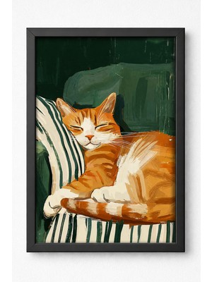 Empressco Kalia Home Bohem Stil Uyuyan Kedi Tablosu, Ahşap Çerçeveli Tablo, Siyah Çerçeveli Minimalist Poster Tablo - Fiyatı, Yorumları